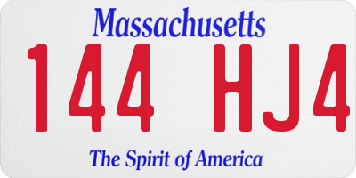 MA license plate 144HJ4