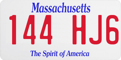 MA license plate 144HJ6