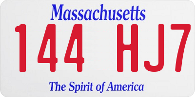 MA license plate 144HJ7