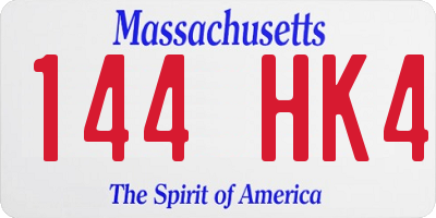 MA license plate 144HK4