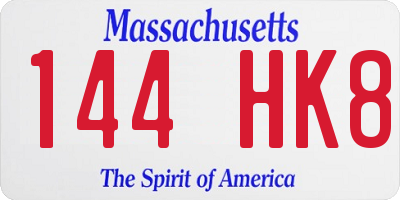MA license plate 144HK8
