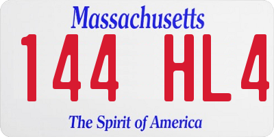 MA license plate 144HL4