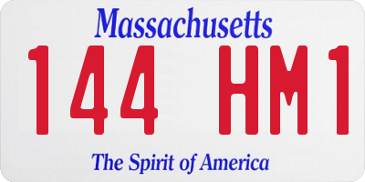 MA license plate 144HM1