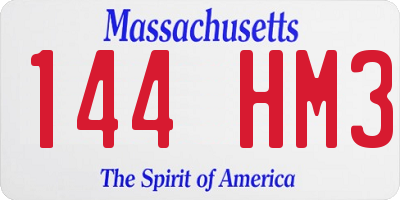 MA license plate 144HM3