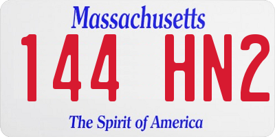 MA license plate 144HN2