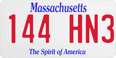 MA license plate 144HN3