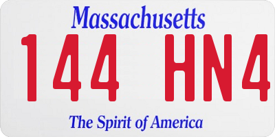 MA license plate 144HN4