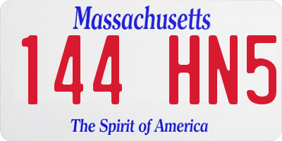 MA license plate 144HN5