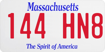MA license plate 144HN8