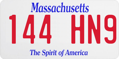 MA license plate 144HN9