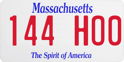 MA license plate 144HO0