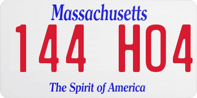 MA license plate 144HO4