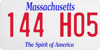 MA license plate 144HO5