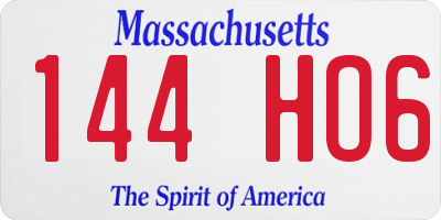 MA license plate 144HO6