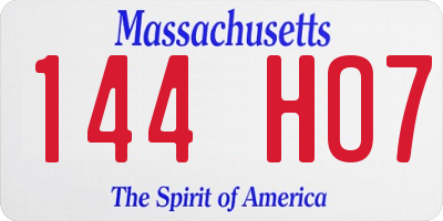MA license plate 144HO7