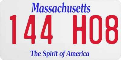 MA license plate 144HO8