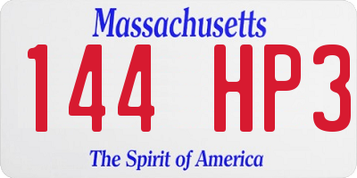 MA license plate 144HP3