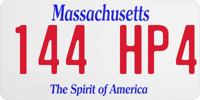 MA license plate 144HP4