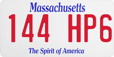 MA license plate 144HP6