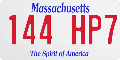 MA license plate 144HP7