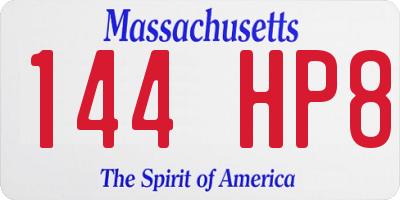 MA license plate 144HP8