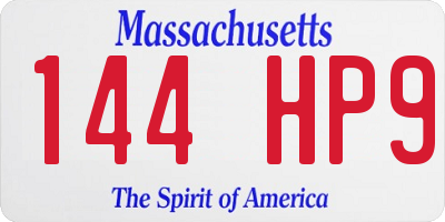 MA license plate 144HP9