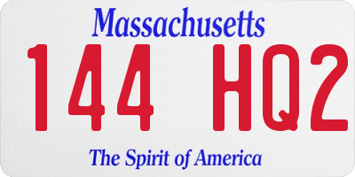 MA license plate 144HQ2