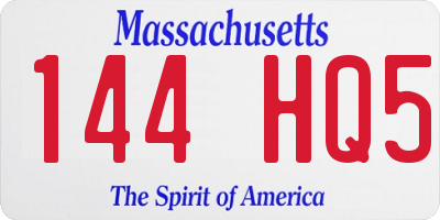 MA license plate 144HQ5