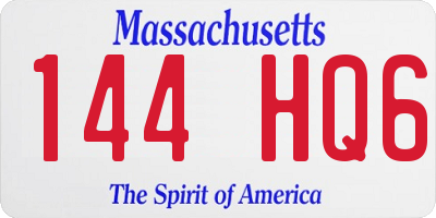 MA license plate 144HQ6
