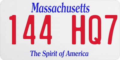 MA license plate 144HQ7