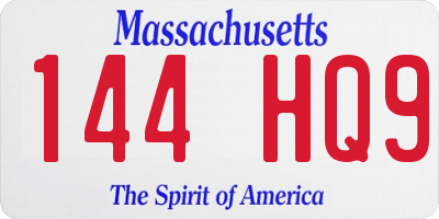 MA license plate 144HQ9