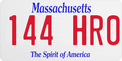 MA license plate 144HR0
