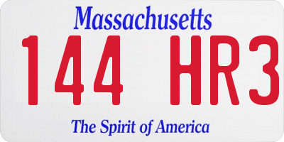 MA license plate 144HR3