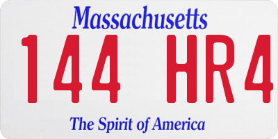 MA license plate 144HR4
