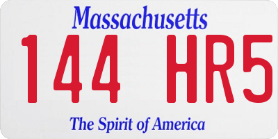 MA license plate 144HR5