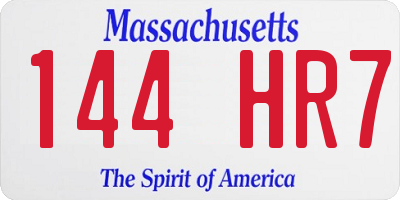MA license plate 144HR7