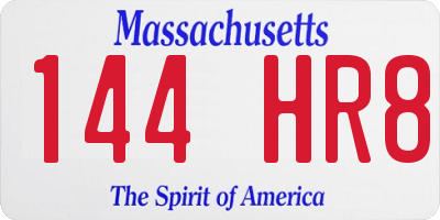 MA license plate 144HR8