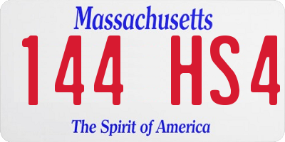 MA license plate 144HS4