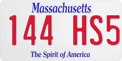 MA license plate 144HS5