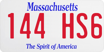 MA license plate 144HS6