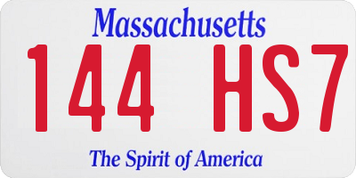 MA license plate 144HS7