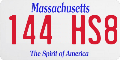MA license plate 144HS8