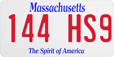 MA license plate 144HS9