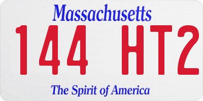 MA license plate 144HT2