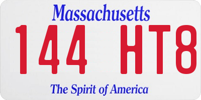 MA license plate 144HT8