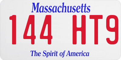 MA license plate 144HT9