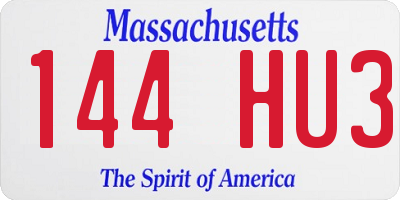 MA license plate 144HU3