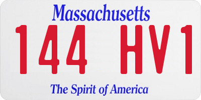 MA license plate 144HV1