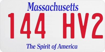 MA license plate 144HV2