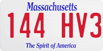 MA license plate 144HV3